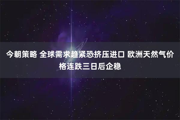 今朝策略 全球需求趋紧恐挤压进口 欧洲天然气价格连跌三日后企稳
