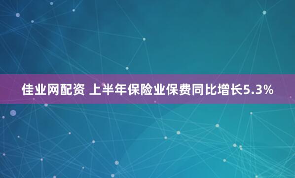 佳业网配资 上半年保险业保费同比增长5.3%