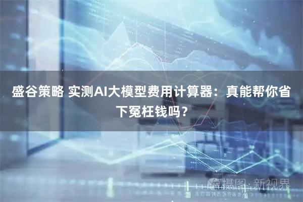 盛谷策略 实测AI大模型费用计算器：真能帮你省下冤枉钱吗？