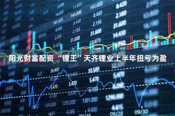阳光财富配资 “锂王”天齐锂业上半年扭亏为盈